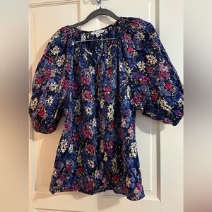 Ophelia Roe Women’s Floral Blouse - Blue and Pink Sz L
